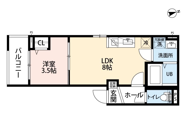 尼崎市中在家町のアパートの間取り