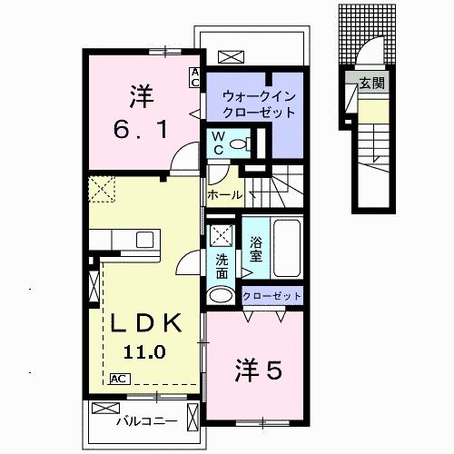 岐阜市北鶉のアパートの間取り