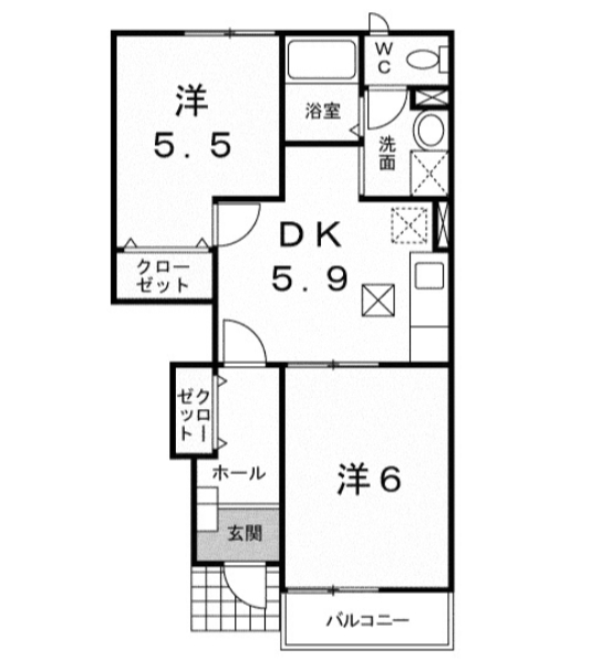 大里郡寄居町大字寄居のアパートの間取り