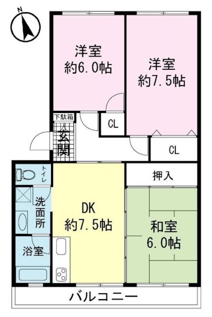 御殿場市茱萸沢のマンションの間取り