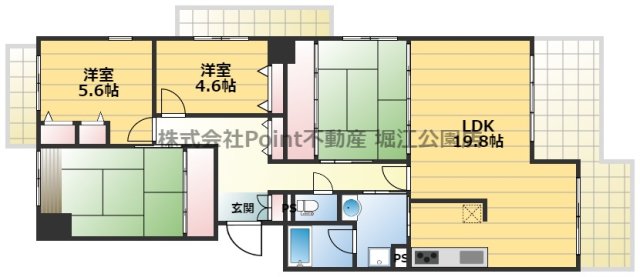 阪急神戸線 神崎川駅 徒歩2分 12階建 築38年の間取り写真