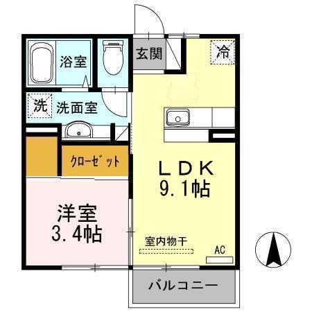 アルコバレーノ蛇田Aの間取り写真