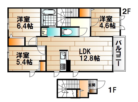 ＪＲ可部線 可部駅 2階建 築12年の間取り写真