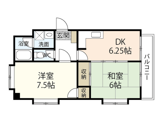 広島市西区大芝のマンションの間取り