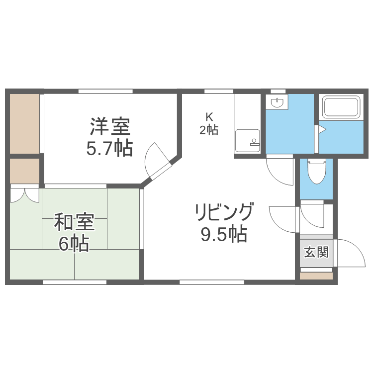 札幌市手稲区星置南のアパートの間取り