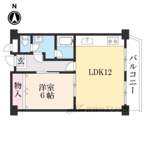 京都市山科区川田清水焼団地町のマンションの間取り