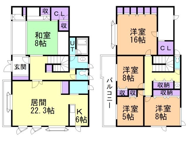 美山町貸家（１棟２戸）の間取り