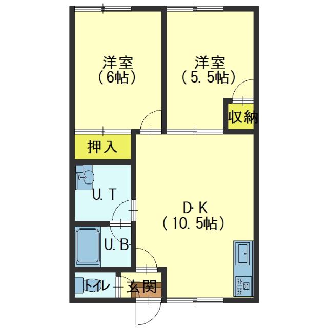 函館市柏木町のアパートの間取り