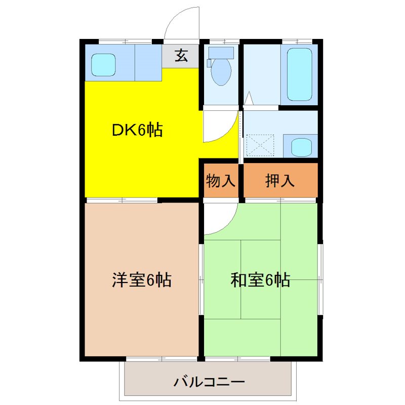 メゾン古城Eの間取り