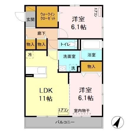 日立市東滑川町のアパートの間取り