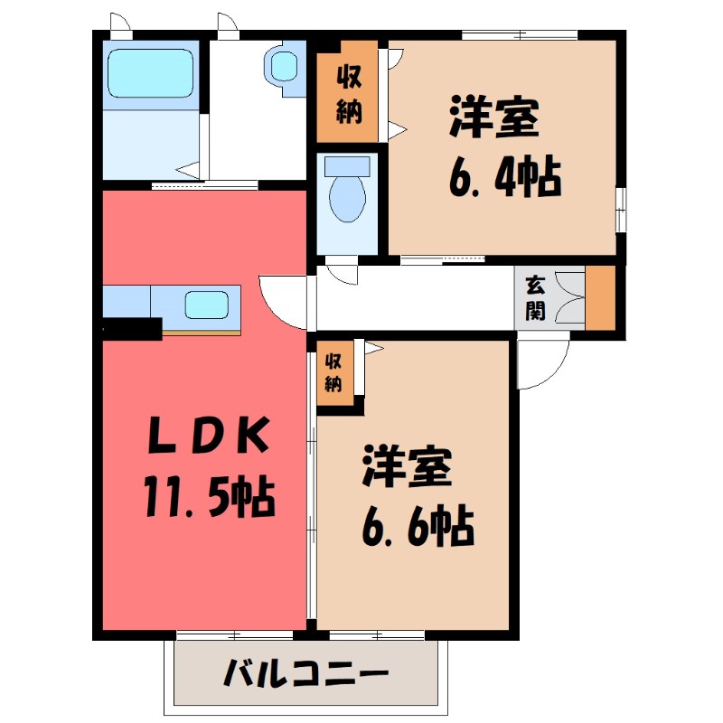 古河市久能のアパートの間取り