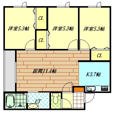 旭川市末広四条のアパートの間取り