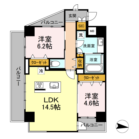 立川市幸町のマンションの間取り