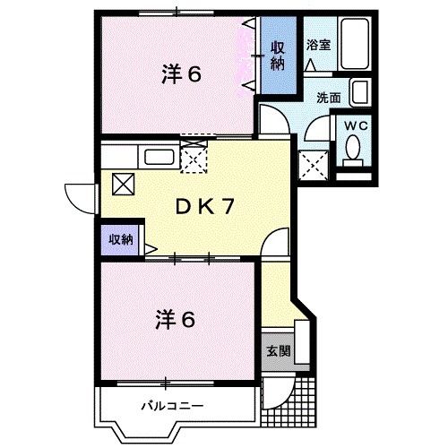 福島市飯坂町平野のアパートの間取り