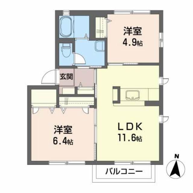 亘理郡亘理町字油田のアパートの間取り