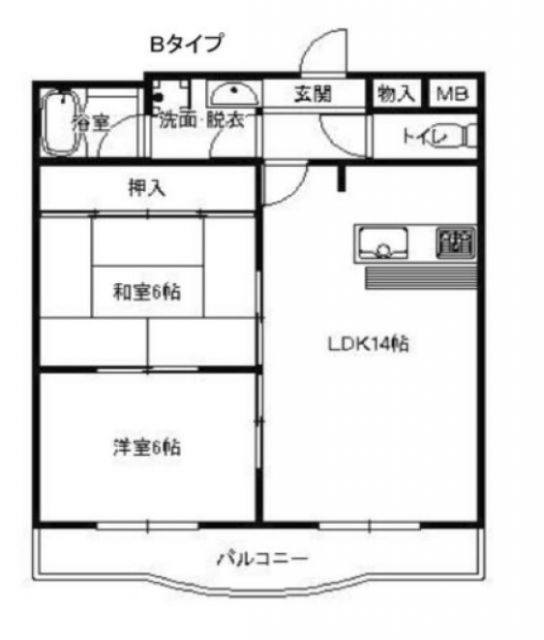 東大阪市箕輪のマンションの間取り