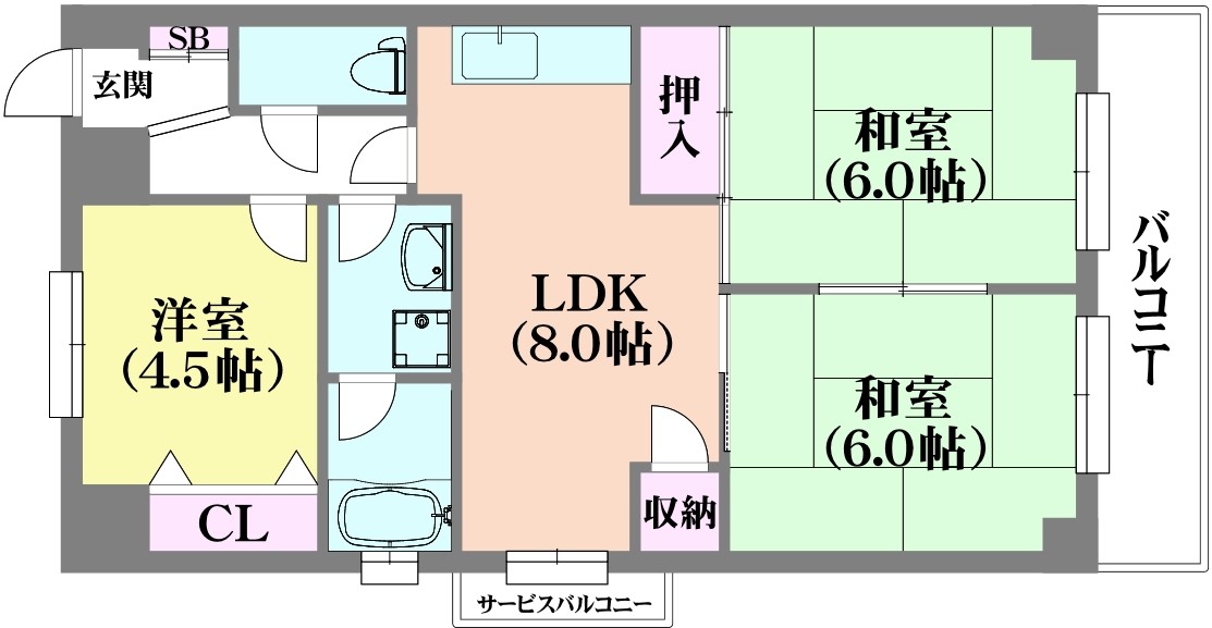 神戸市長田区長田天神町のマンションの間取り