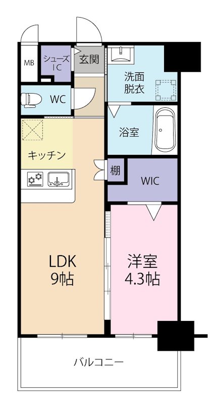 福岡市博多区山王のマンションの間取り