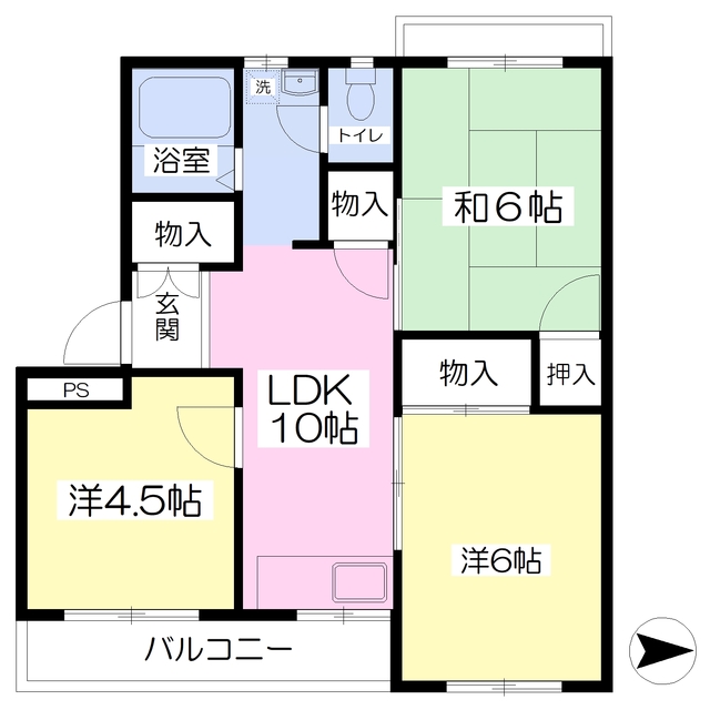 松山市南江戸のマンションの間取り