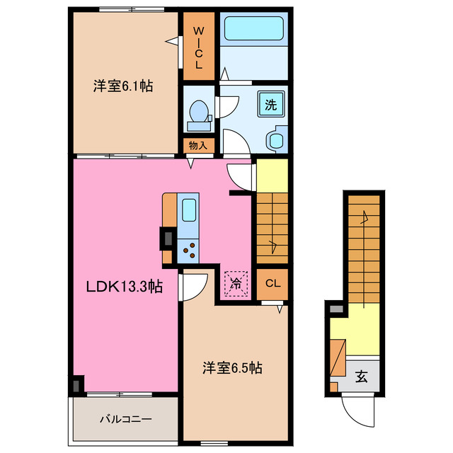 桑名市大字小貝須のアパートの間取り