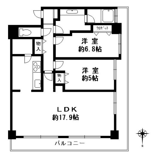 大阪市浪速区湊町のマンションの間取り