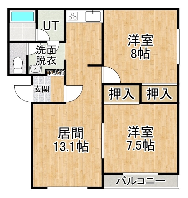 あかつきニュータウンＢ棟（大樹）の間取り