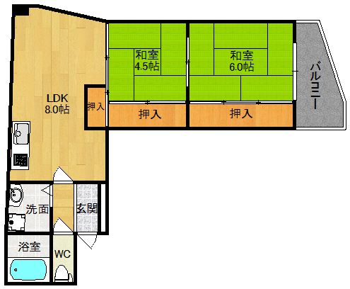 大阪市福島区吉野のマンションの間取り