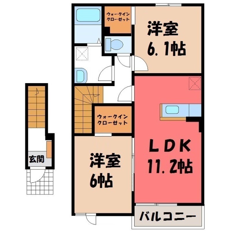 太田市藪塚町のアパートの間取り