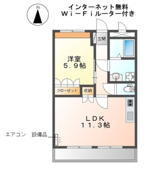 【姫路市飾磨区下野田のアパートの間取り】