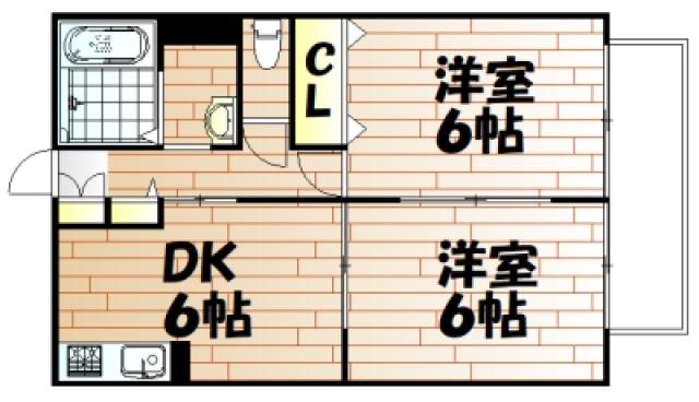 岡山市北区十日市東町のアパートの間取り