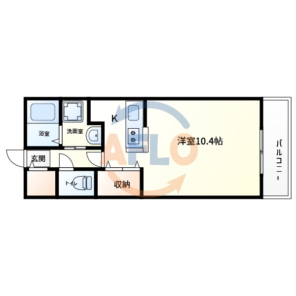 大阪市阿倍野区桃ケ池町のアパートの間取り