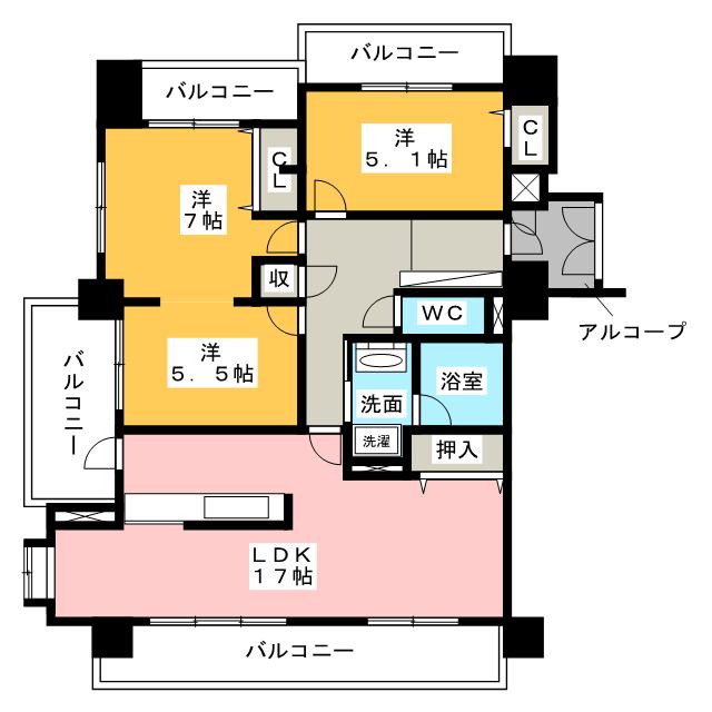 サンマンションアトレ新西方の間取り