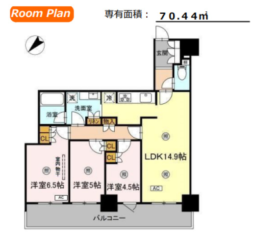 広島市中区東千田町のマンションの間取り