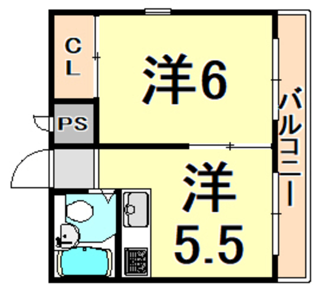 伊丹市北野のマンションの間取り