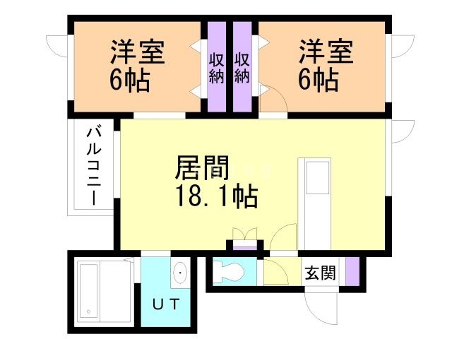 札幌市北区新琴似二条のアパートの間取り