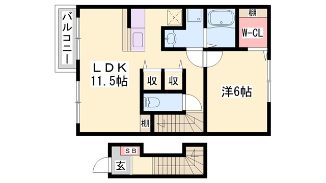 アンソレイエ飾磨の間取り