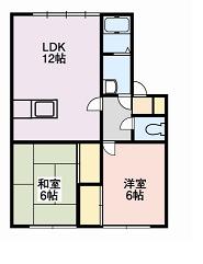 山形市鳥居ケ丘のアパートの間取り