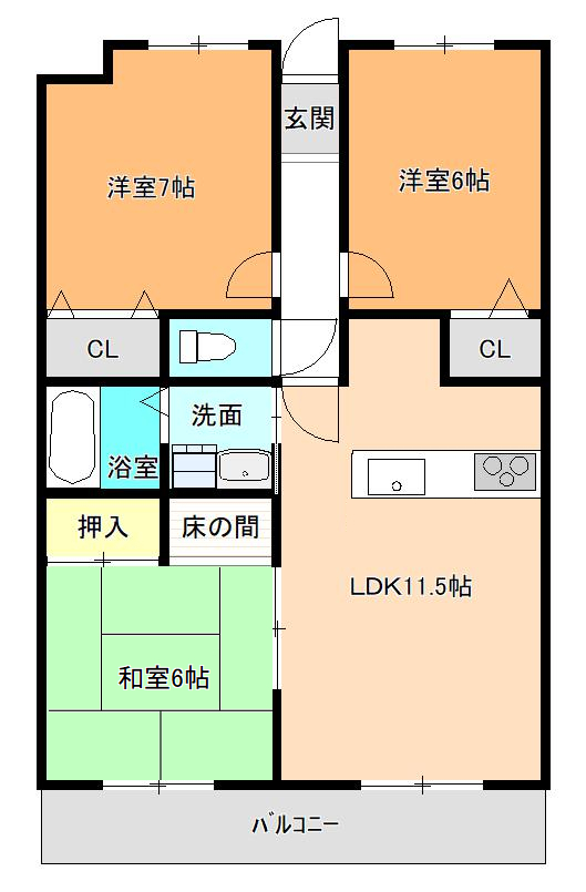 阪急伊丹線 伊丹駅 徒歩25分 3階建 築37年の間取り写真