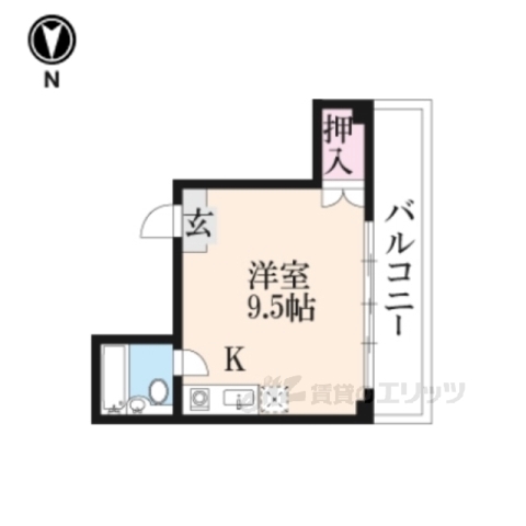 京都市下京区西七条北月読町のマンションの間取り