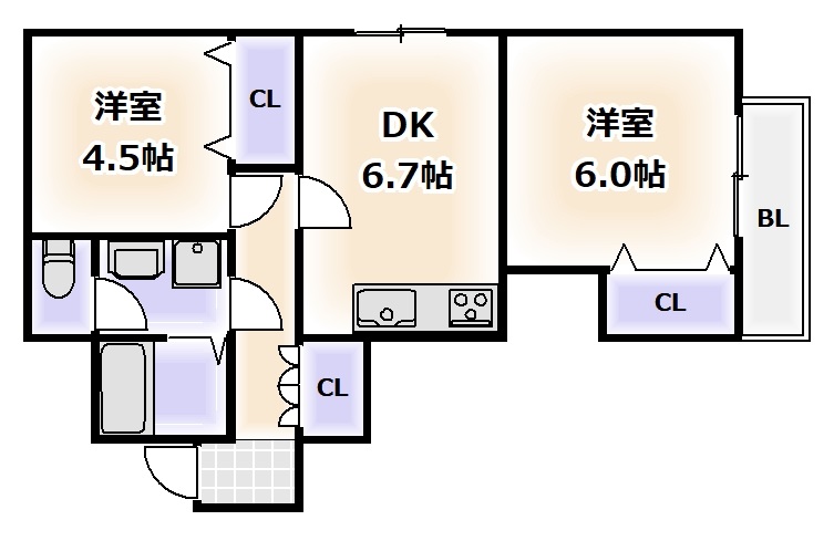 大阪市浪速区敷津西のマンションの間取り