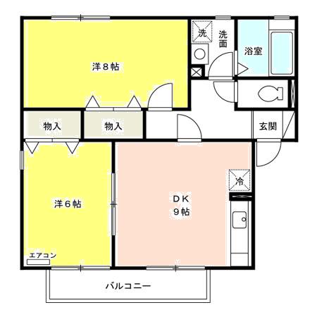 牛久市田宮のアパートの間取り