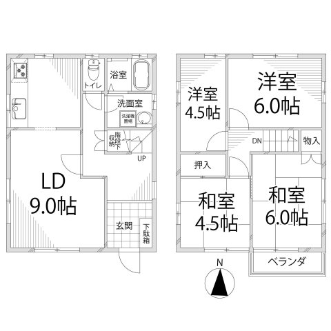 藤塚タウンハイツB棟の間取り