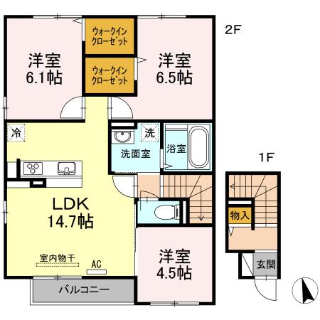 高松市香南町由佐のアパートの間取り