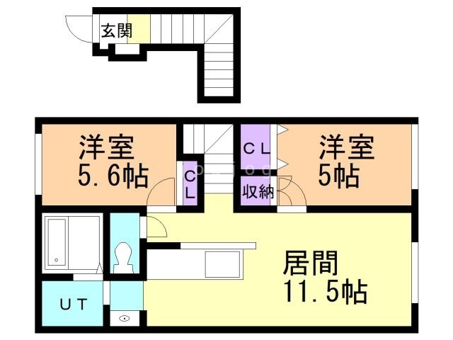 旭川市永山五条のアパートの間取り