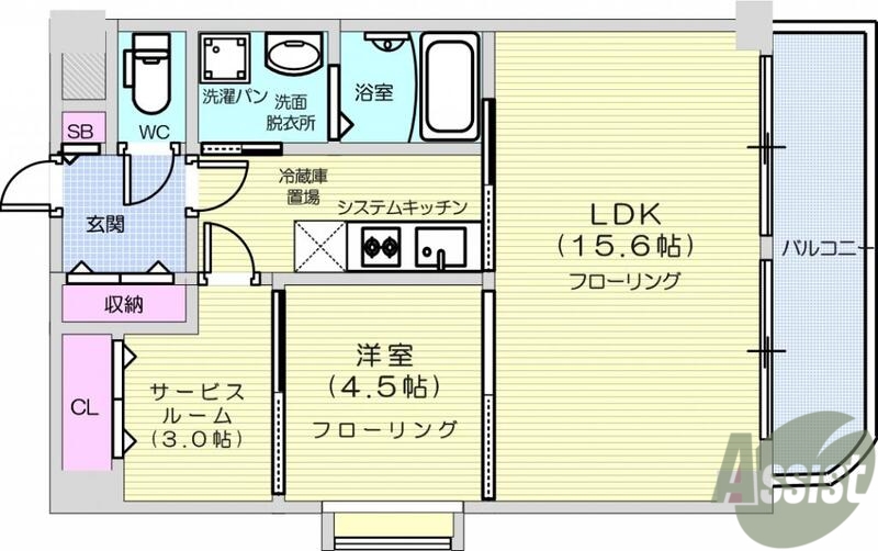 仙台市太白区中田町のマンションの間取り