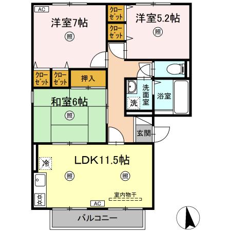 米子市西福原のアパートの間取り