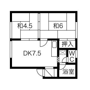 札幌市中央区南十条西のアパートの間取り