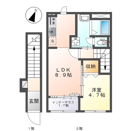 松江市東出雲町揖屋のアパートの間取り