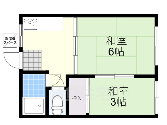 京都市山科区四ノ宮小金塚のアパートの間取り