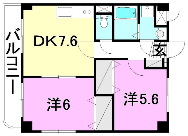 松山市溝辺町のマンションの間取り